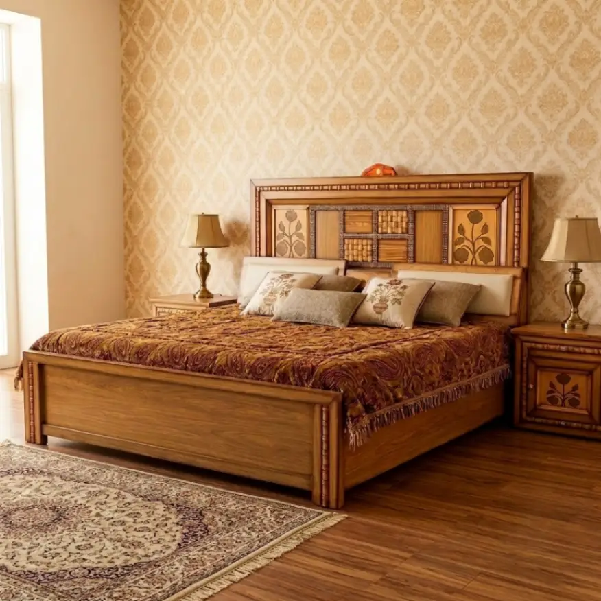 Handcrafted Carved Maharaja Double Bed