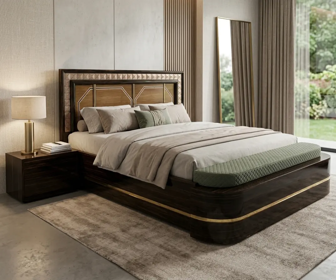 Luxury Bedroom Set With Foot Bench