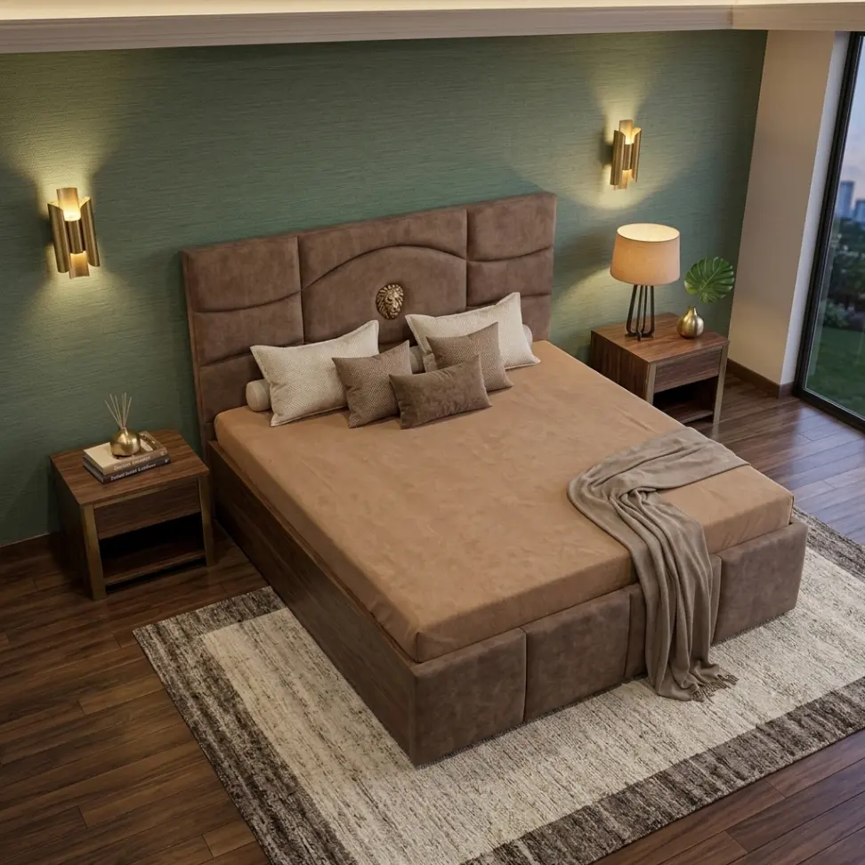 Premium Lion-Mark Leatherette Double Bed