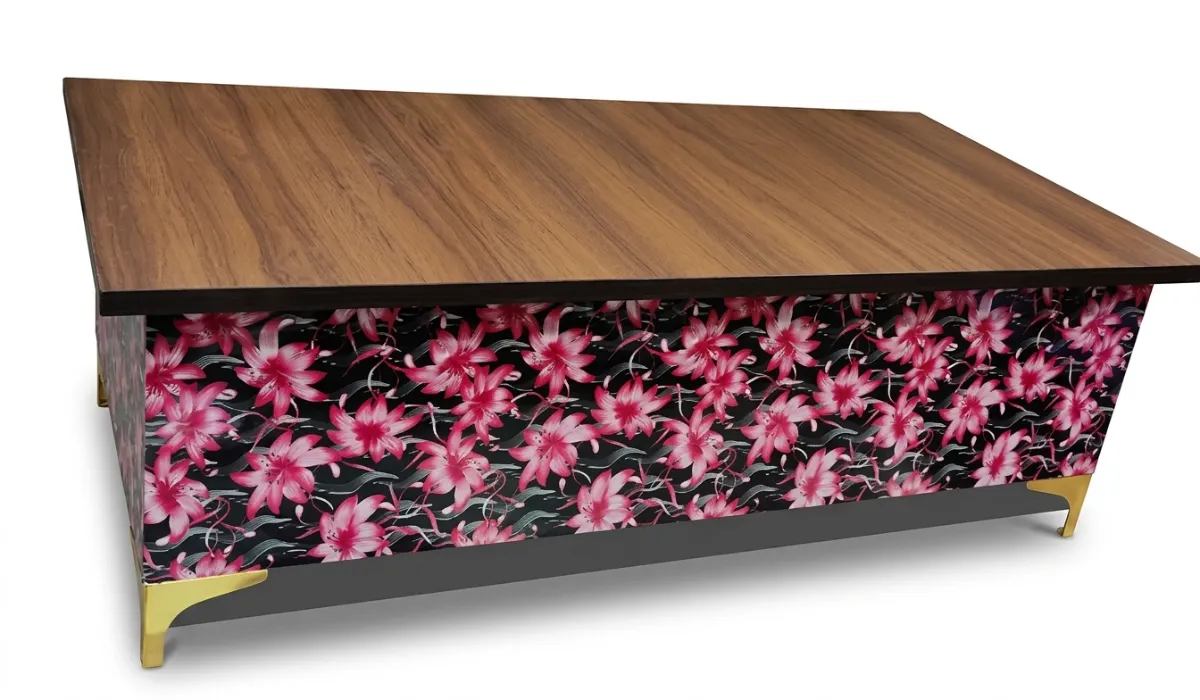 Haryana Traders Modern Box-Style Center Table / Teapoy with Decorative Floral Printed Base