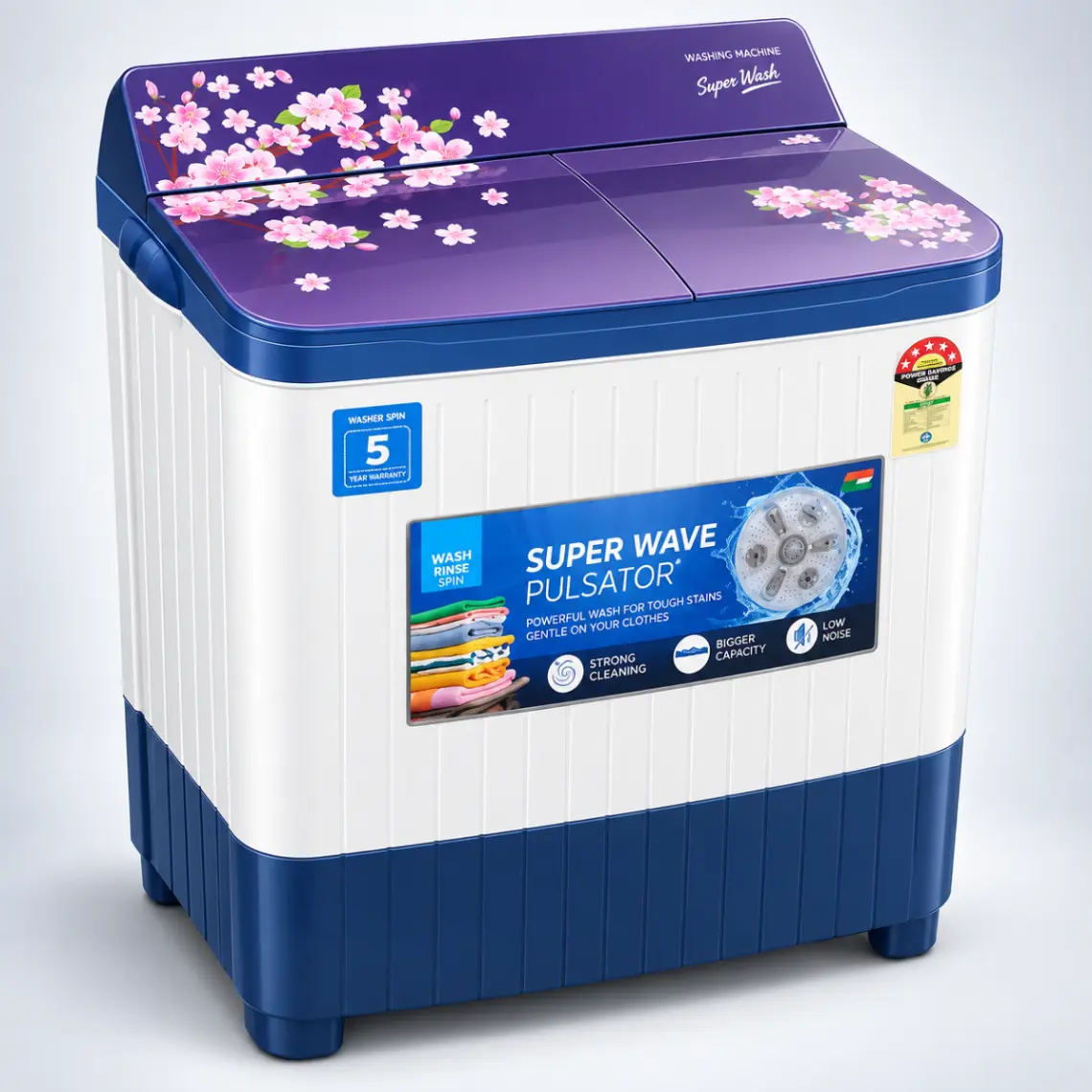 Voltas Beko 8.5 kg 5 Star Semi-Automatic Top Load Washing Machine – Blue