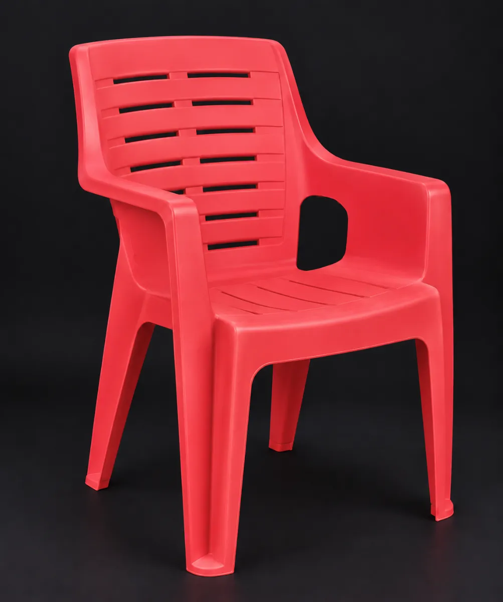 Premium Red Plastic Arm Chair – Stackable Design
