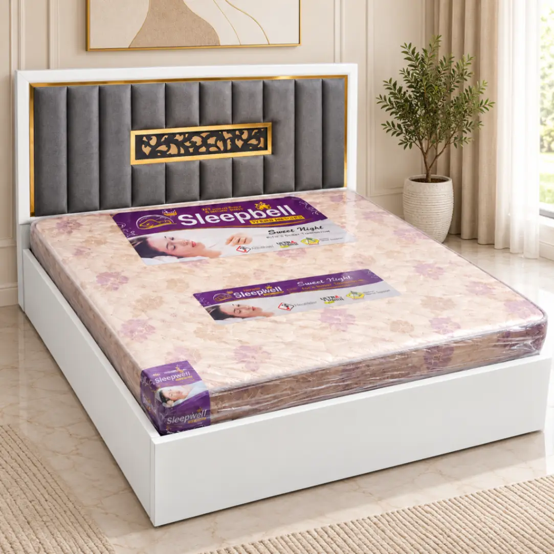 Haryana Traders Modern Upholstered Double Bed with Designer Headboard