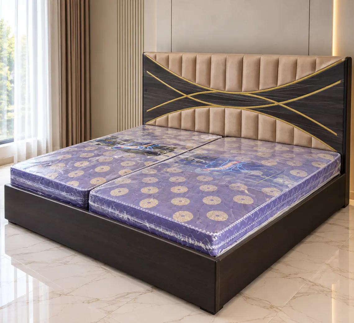 Haryana Traders Premium Double Bed with Upholstered Designer Headboard