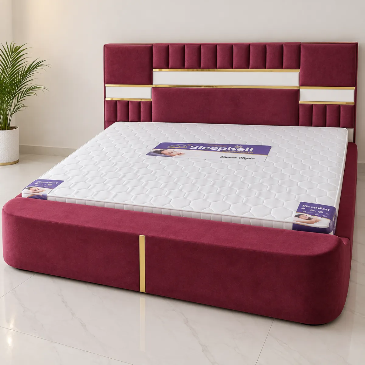 Haryana Traders Premium Upholstered Double Bed with Panel Headboard