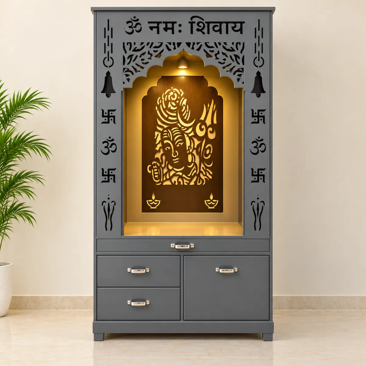 Haryana Traders Designer Home Temple with Storage – MDF & HDHMR Mandir