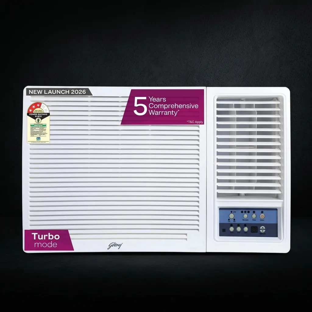 Godrej 1.5 Ton 3 Star Turbo Cool Window AC (100% Copper, Anti-Freeze Thermostat, R32 Refrigerant)